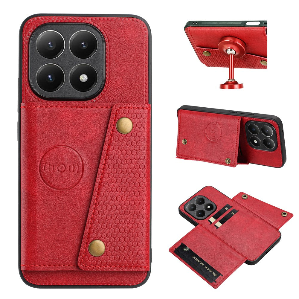 For Xiaomi 15T Case with Card Slots Kickstand Leather + TPU Phone Cover