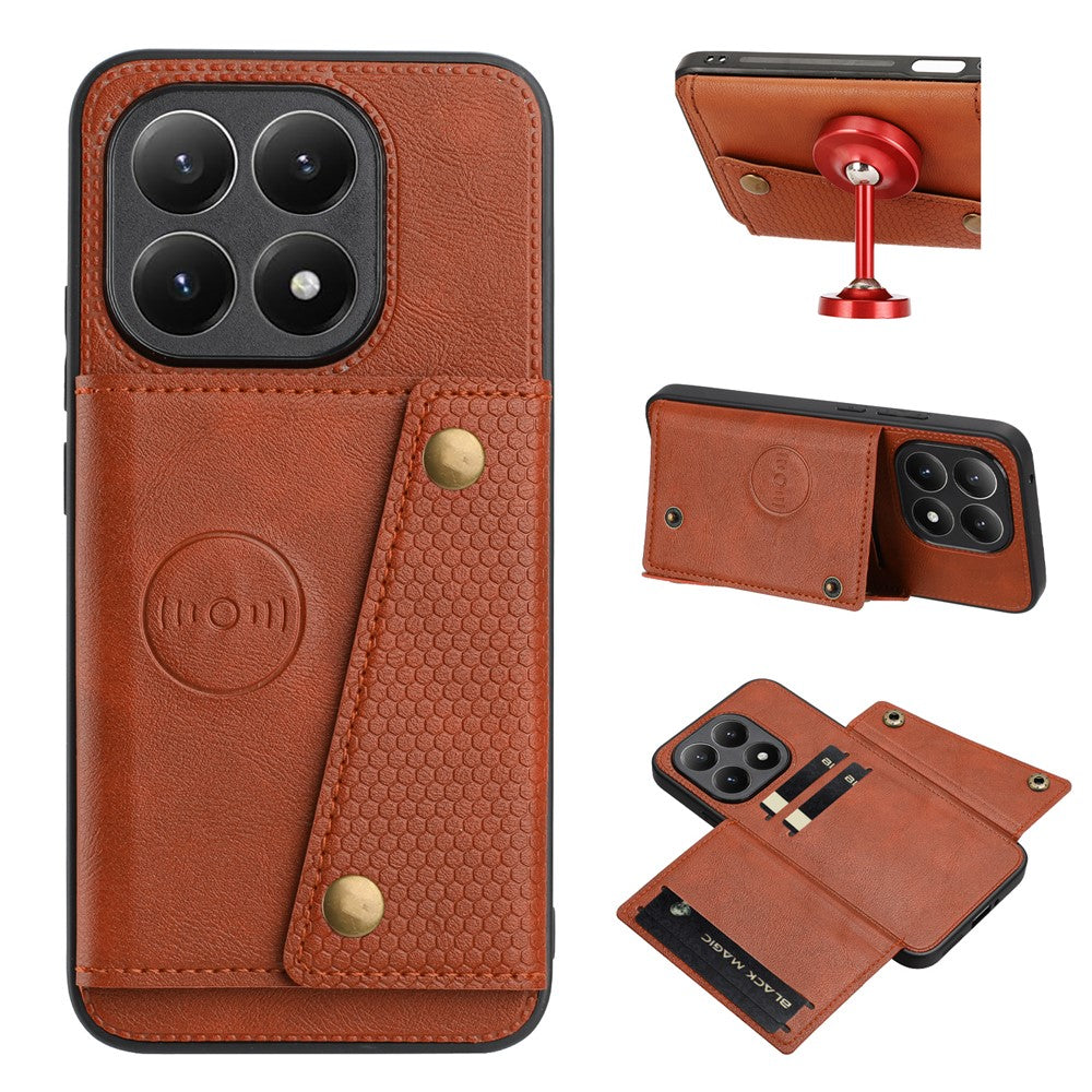 For Xiaomi 15T Case with Card Slots Kickstand Leather + TPU Phone Cover