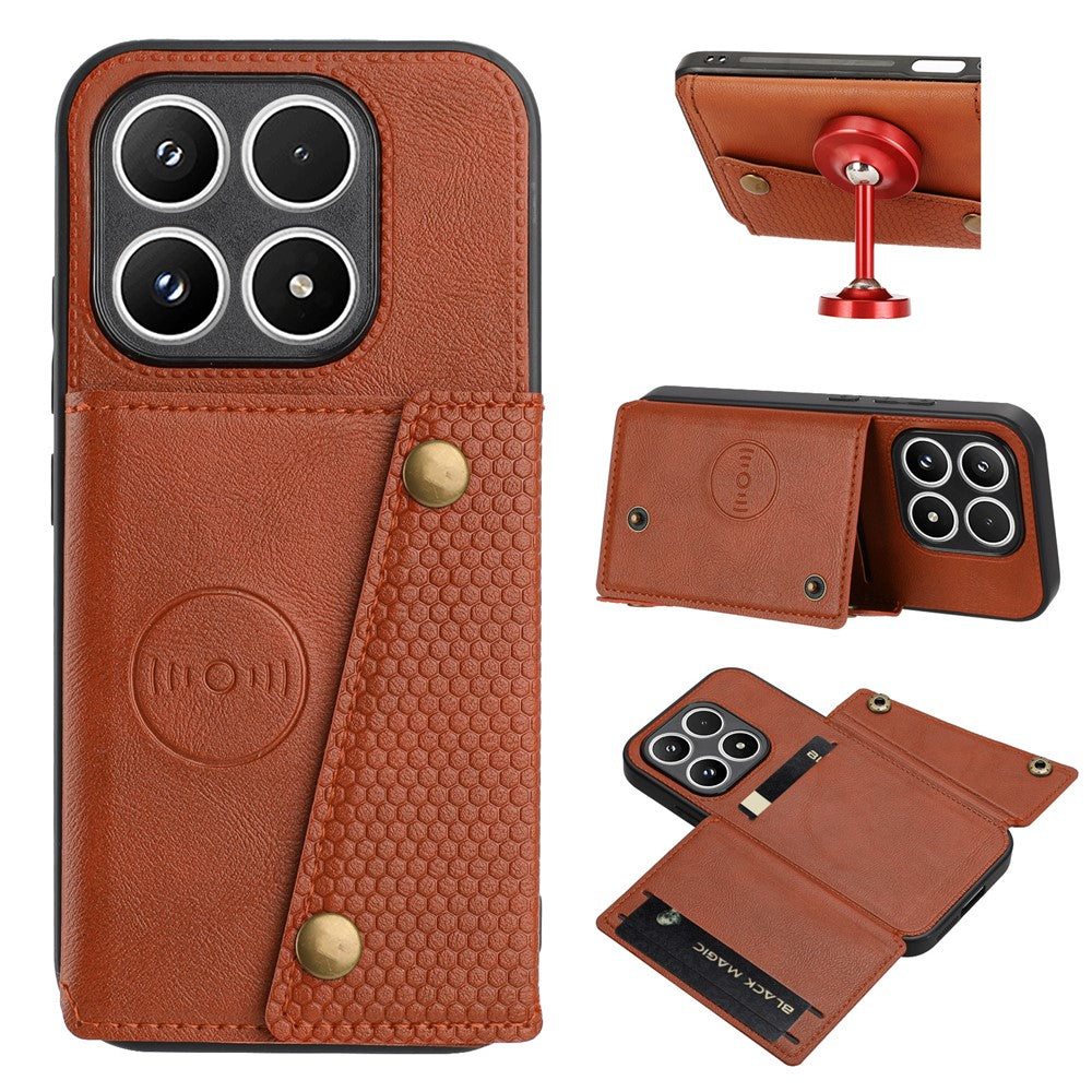 For Xiaomi 17 Case with Card Slots Kickstand Leather + TPU Phone Cover