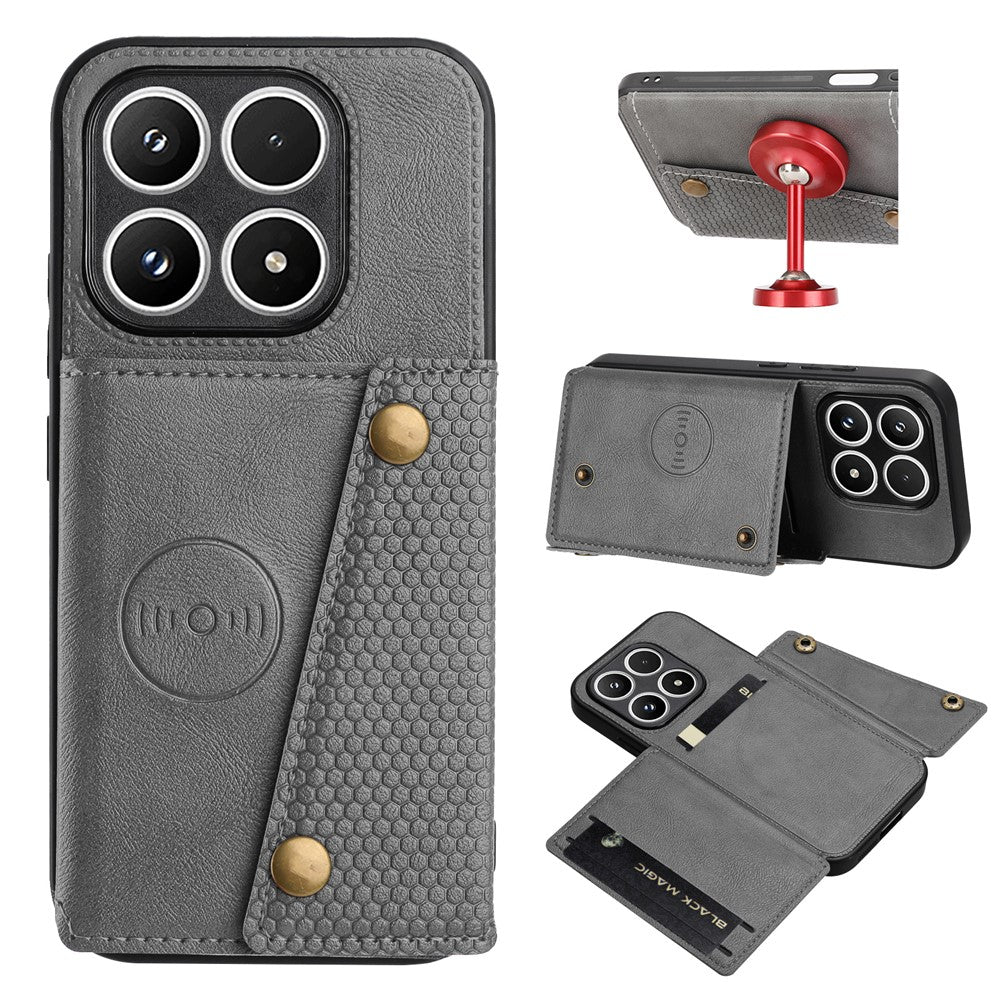 For Xiaomi 17 Case with Card Slots Kickstand Leather + TPU Phone Cover