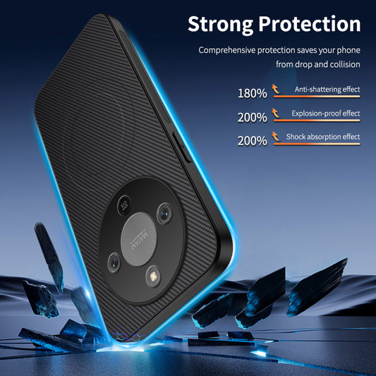 Honor X70 5G / Honor X9d 5G / Honor Magic8 Lite 5G Handyhülle – WANLONFENG X9d 5G / X70 5G Magnetische TQ-Serie Carbonfaser-Textur PC TPU