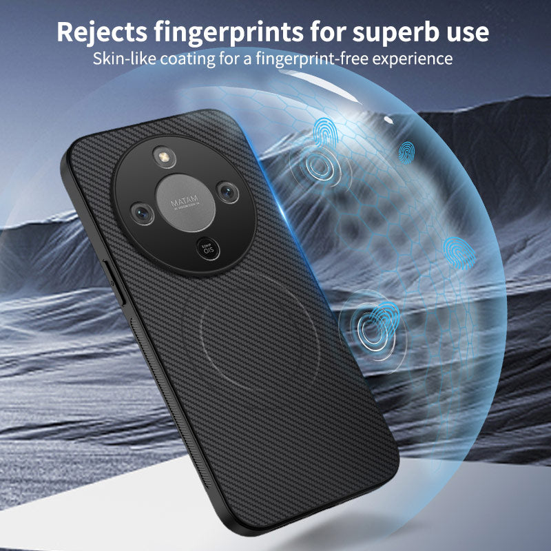 WANLONFENG For Honor Magic8 Lite 5G / X9d 5G / X70 5G Magnetic Case  TQ Series Carbon Fiber Texture PC TPU Phone Cover