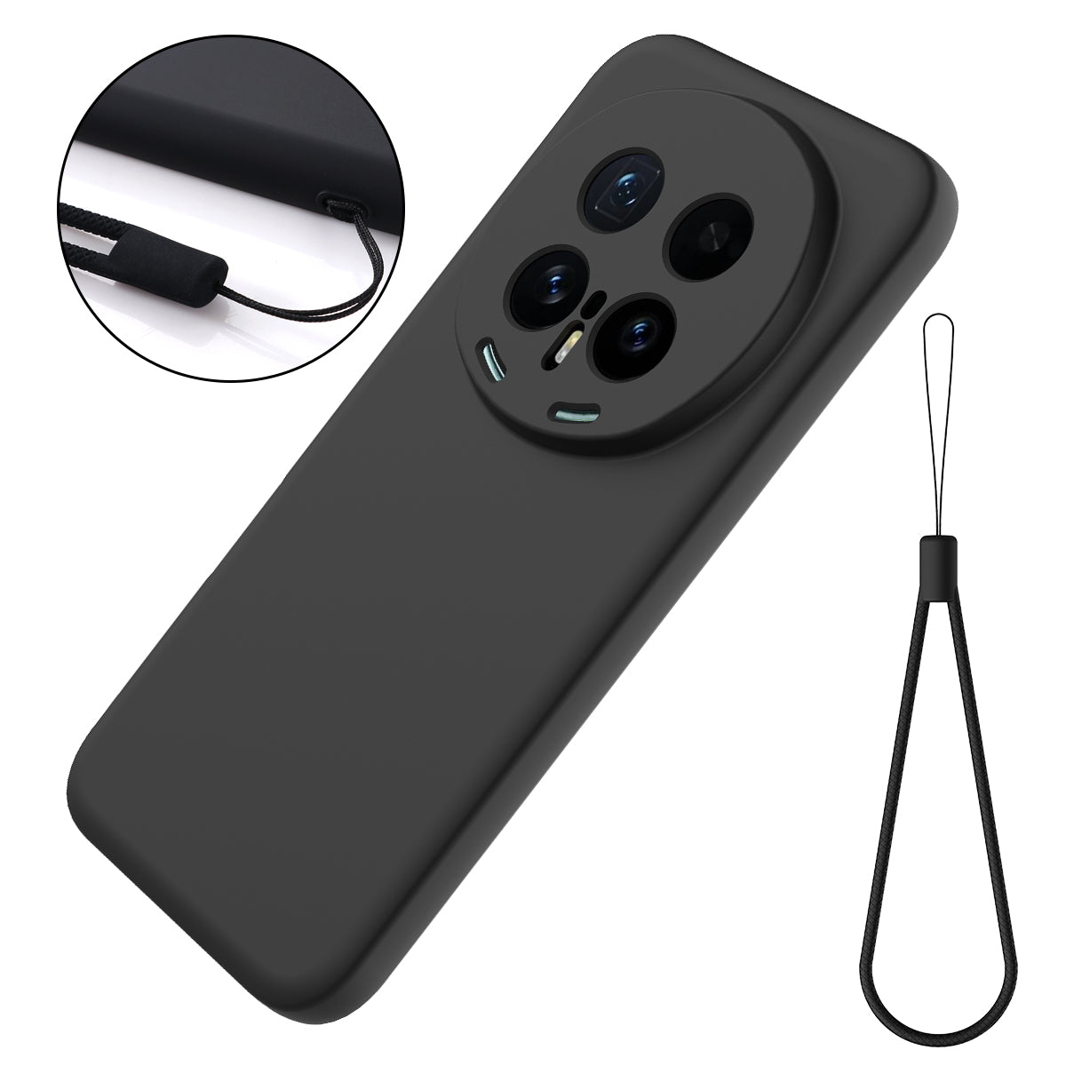 For Honor Magic8 Pro 5G Liquid Silicone Case Phone Back Cover with Hand Strap