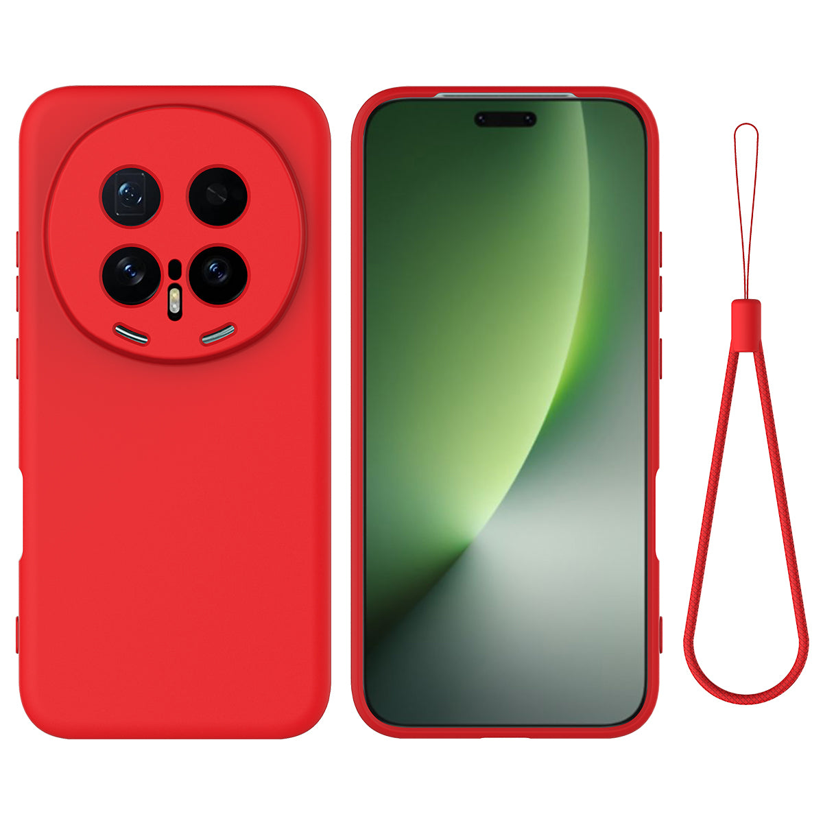 For Honor Magic8 Pro 5G Liquid Silicone Case Phone Back Cover with Hand Strap