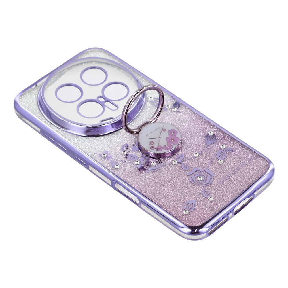 KADEM For Honor Magic8 Pro 5G Case Ring Kickstand TPU Flowers Phone Cover Gradient Glitter