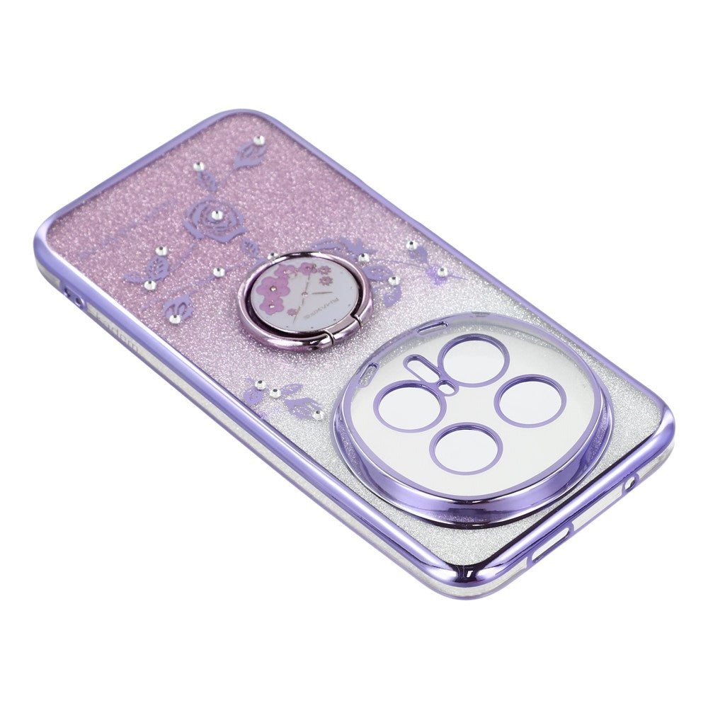 KADEM For Honor Magic8 Pro 5G Case Ring Kickstand TPU Flowers Phone Cover Gradient Glitter