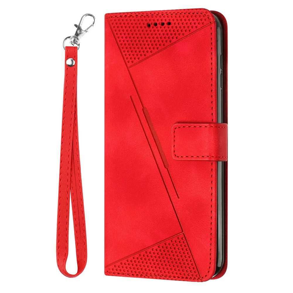 For Honor Magic8 Lite 5G / X9d 5G / X70 5G Leather Case Imprinted Triangle Phone Cover with Hand Strap