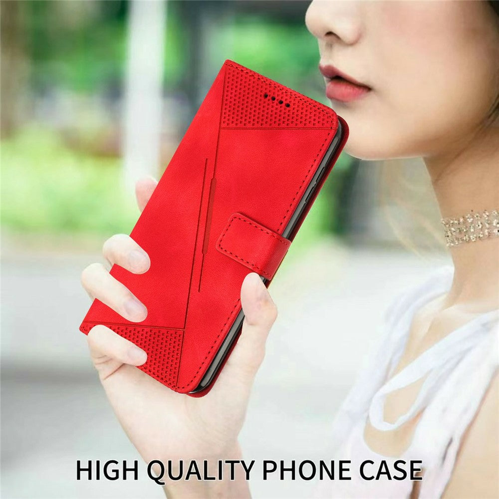 For Honor Magic8 Lite 5G / X9d 5G / X70 5G Leather Case Imprinted Triangle Phone Cover with Hand Strap