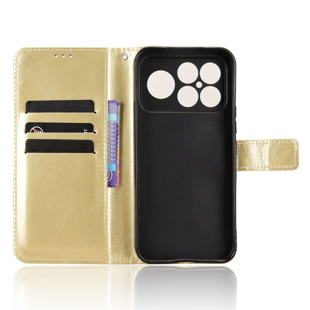 For Xiaomi Poco F8 Ultra / Redmi K90 Pro Max 5G PU Leather Case with Strap Crazy Horse Texture Phone Wallet Cover
