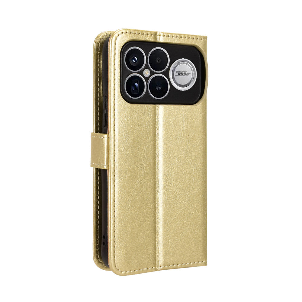 For Xiaomi Poco F8 Ultra / Redmi K90 Pro Max 5G PU Leather Case with Strap Crazy Horse Texture Phone Wallet Cover
