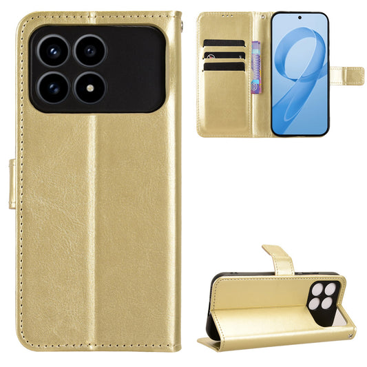 For Xiaomi Poco F8 Pro 5G / Redmi K90 5G PU Leather Case with Strap Crazy Horse Texture Phone Wallet Cover