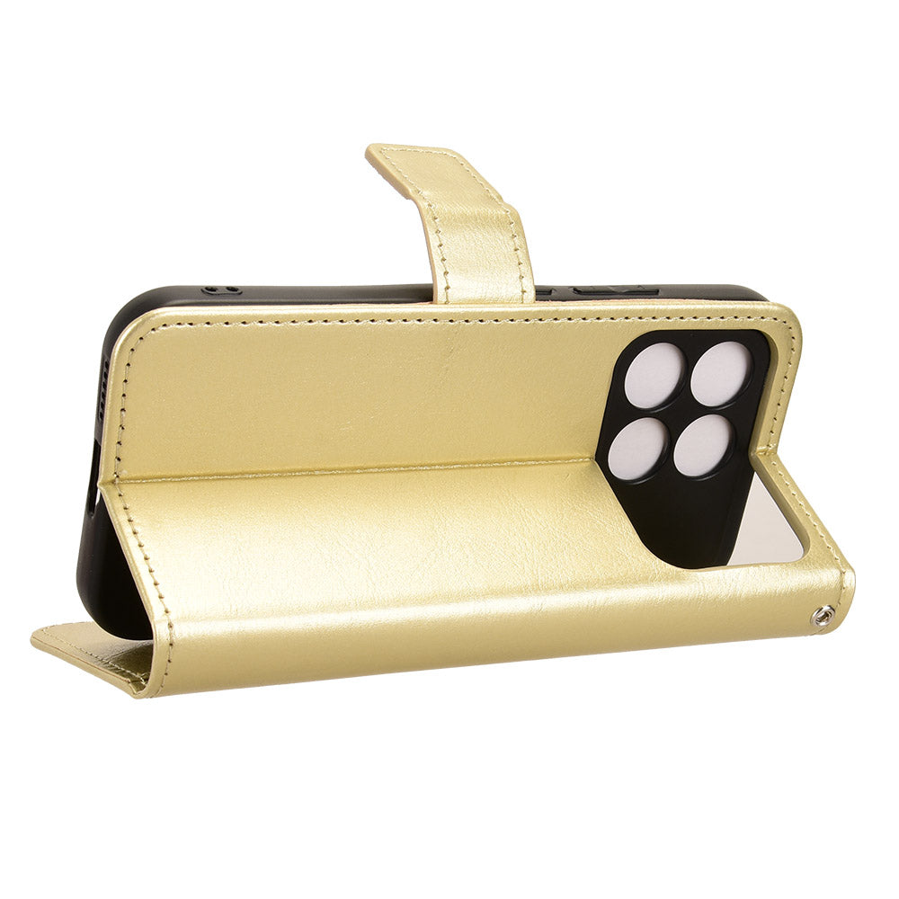 For Xiaomi Poco F8 Pro 5G / Redmi K90 5G PU Leather Case with Strap Crazy Horse Texture Phone Wallet Cover