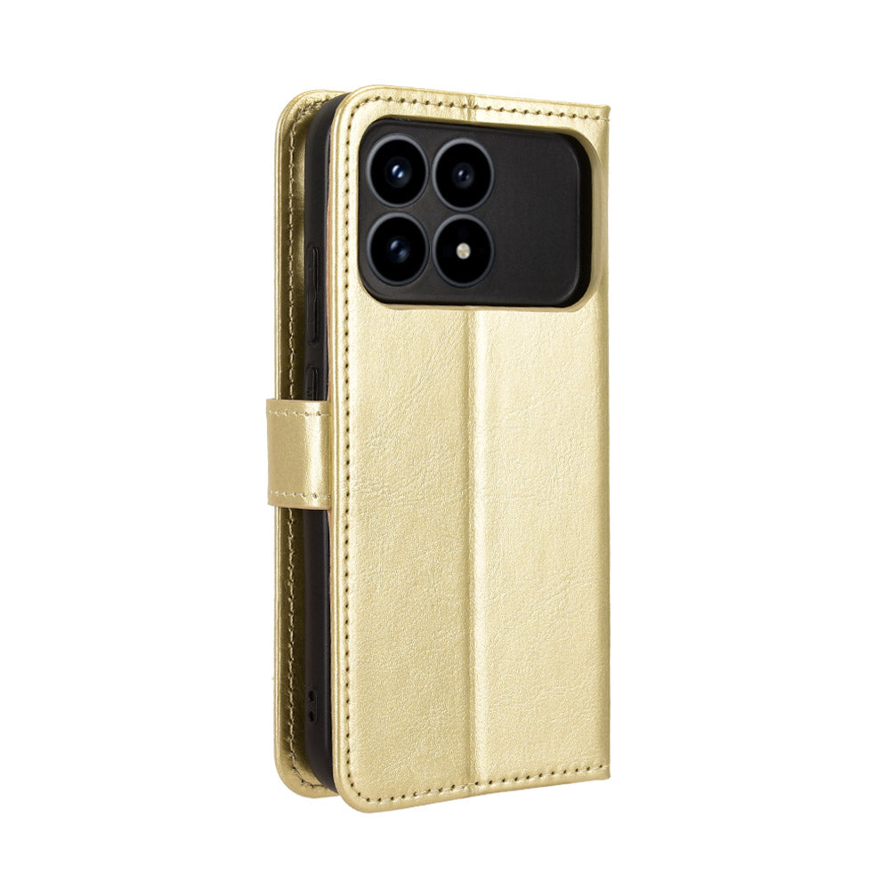 For Xiaomi Poco F8 Pro 5G / Redmi K90 5G PU Leather Case with Strap Crazy Horse Texture Phone Wallet Cover