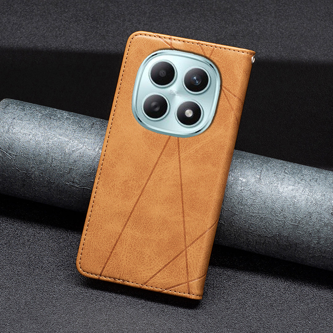 For Xiaomi Poco M8 Pro 5G / Redmi Note 15 Pro+ 5G (Global) Case Card Slots Geometry Imprint Leather Phone Cover