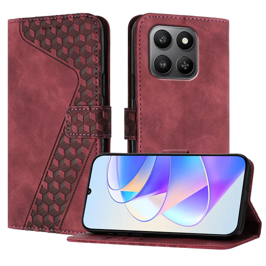 For Honor 400 Smart 5G Leather Case 7-Shaped Pattern Wallet Stand Shockproof Phone Cover