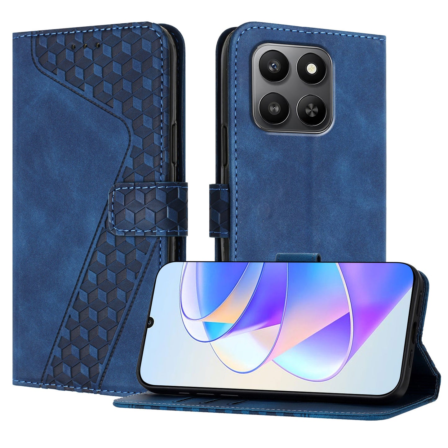 For Honor 400 Smart 5G Leather Case 7-Shaped Pattern Wallet Stand Shockproof Phone Cover