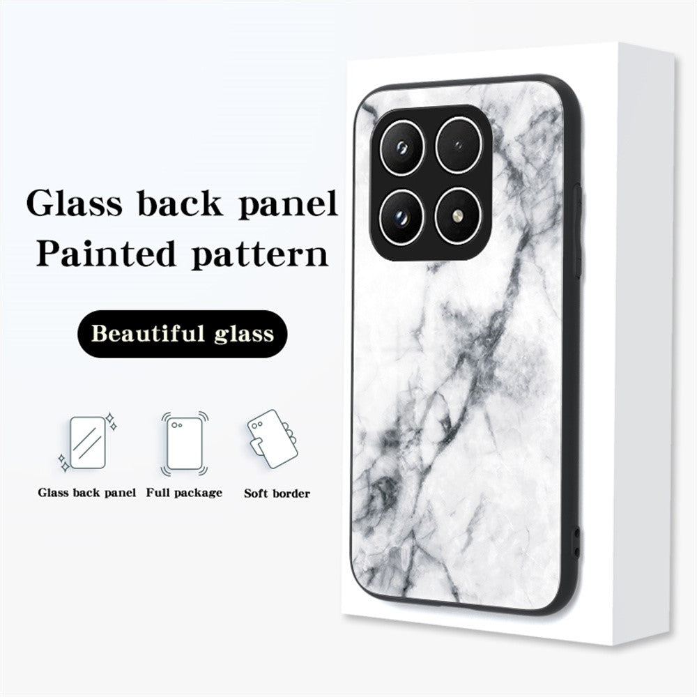 For Xiaomi 17 Case Marble Pattern Tempered Glass + PC + TPU Protective Phone Cover