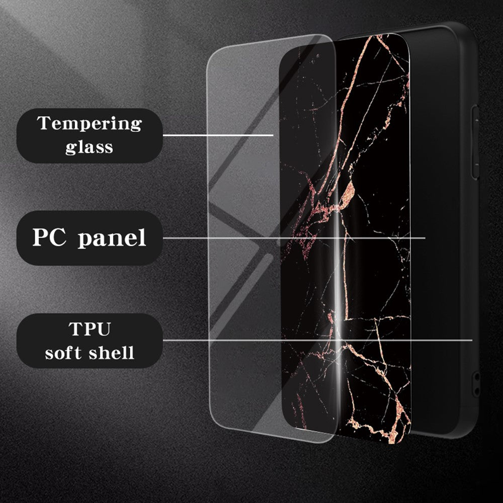 For Xiaomi 17 Case Marble Pattern Tempered Glass + PC + TPU Protective Phone Cover