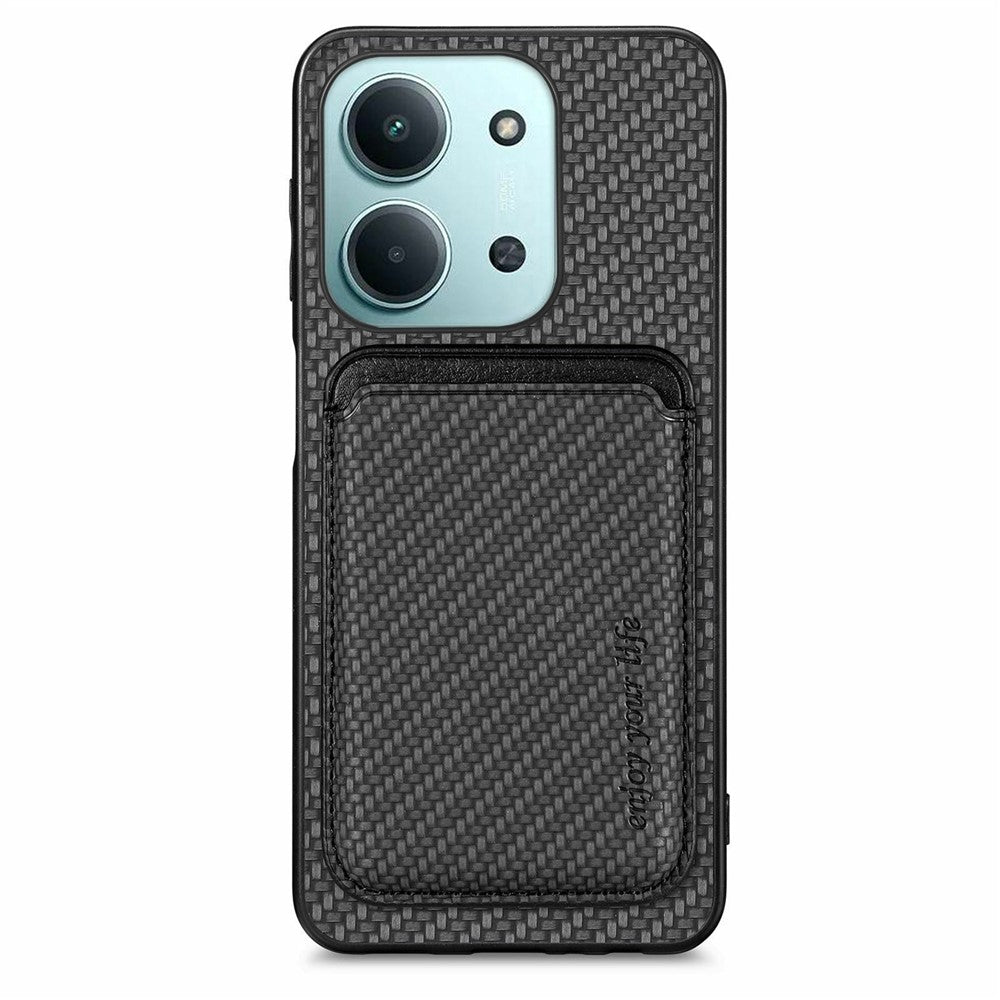 Phone Case for Xiaomi Redmi 15C 5G (EU) (173mm)  /  15C 4G (EU) (173mm) Carbon Fiber Leather Back Cover with Detachable Card Bag