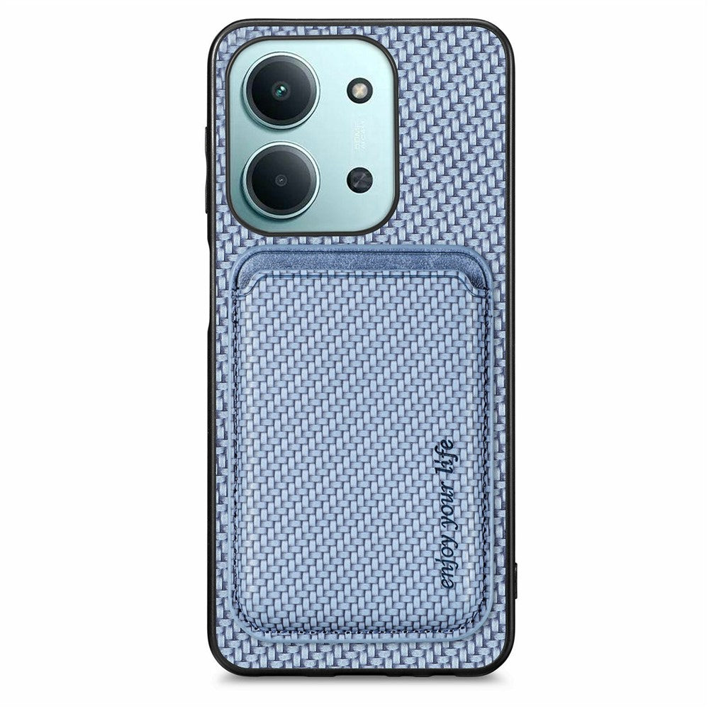 Phone Case for Xiaomi Redmi 15C 5G (EU) (173mm)  /  15C 4G (EU) (173mm) Carbon Fiber Leather Back Cover with Detachable Card Bag