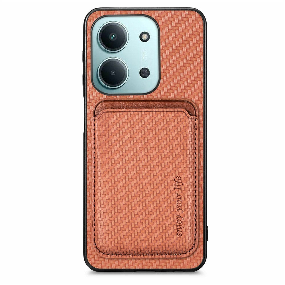 Phone Case for Xiaomi Redmi 15C 5G (EU) (173mm)  /  15C 4G (EU) (173mm) Carbon Fiber Leather Back Cover with Detachable Card Bag