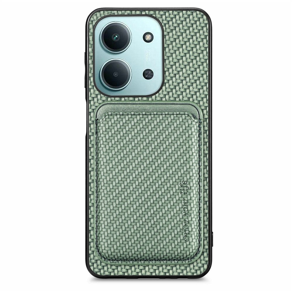 Phone Case for Xiaomi Redmi 15C 5G (EU) (173mm)  /  15C 4G (EU) (173mm) Carbon Fiber Leather Back Cover with Detachable Card Bag