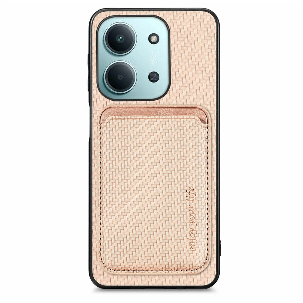 Phone Case for Xiaomi Redmi 15C 5G (EU) (173mm)  /  15C 4G (EU) (173mm) Carbon Fiber Leather Back Cover with Detachable Card Bag