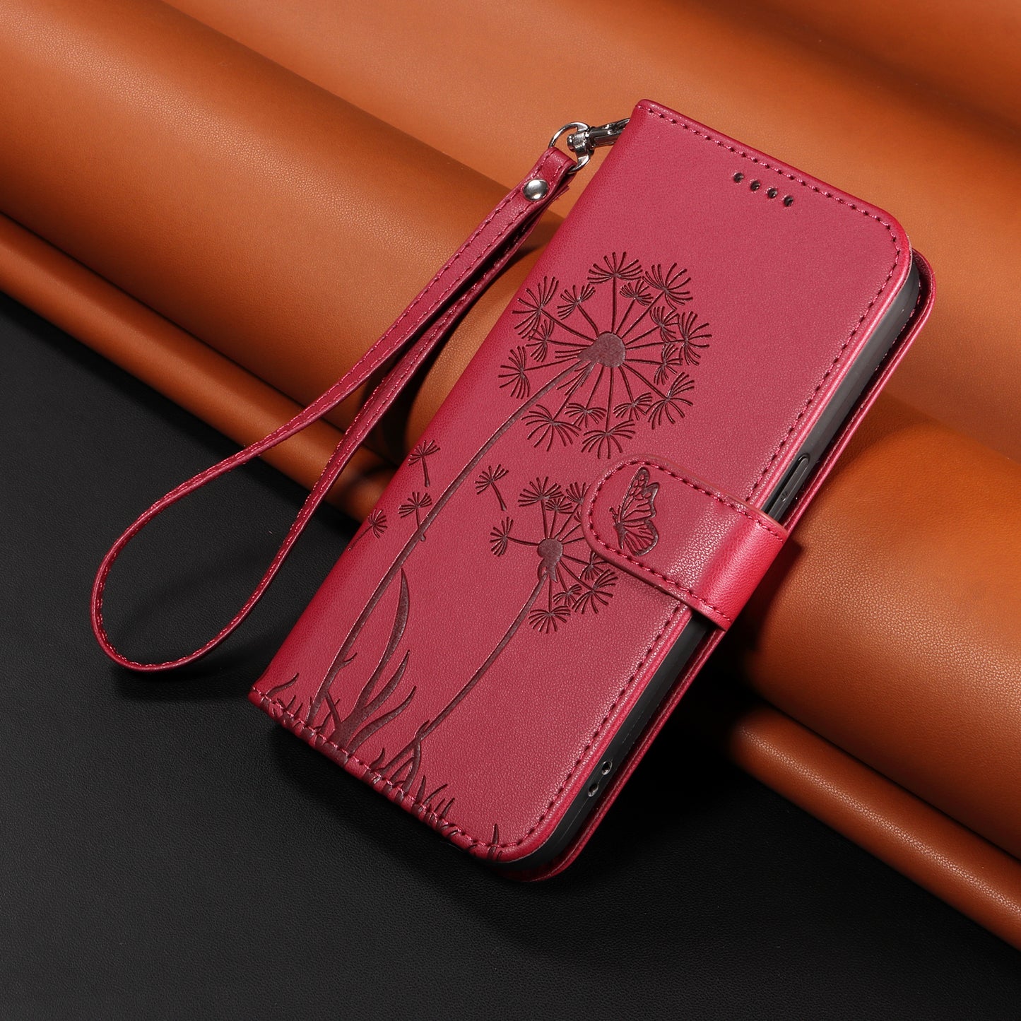 For Honor Magic8 Pro 5G Leather Wallet Case with Strap Dandelion Imprint Phone Stand Cover