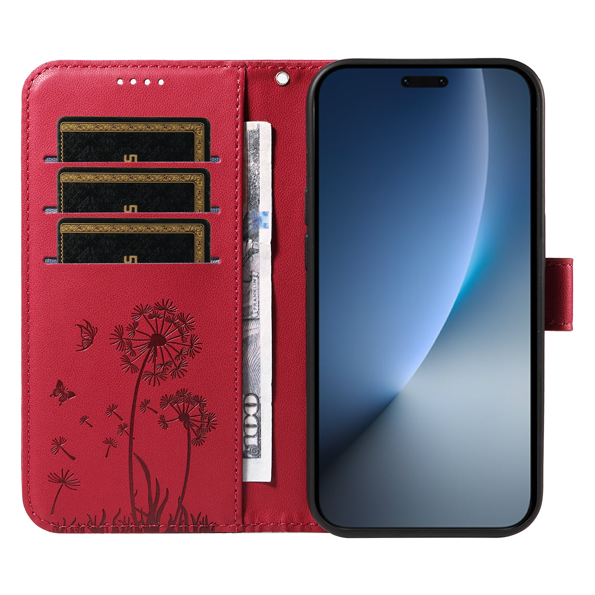 For Honor Magic8 Pro 5G Leather Wallet Case with Strap Dandelion Imprint Phone Stand Cover