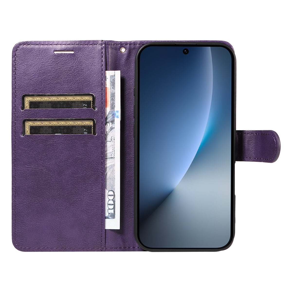 For Honor Magic8 5G Leather Wallet Case with Strap Solid Color Phone Stand Cover