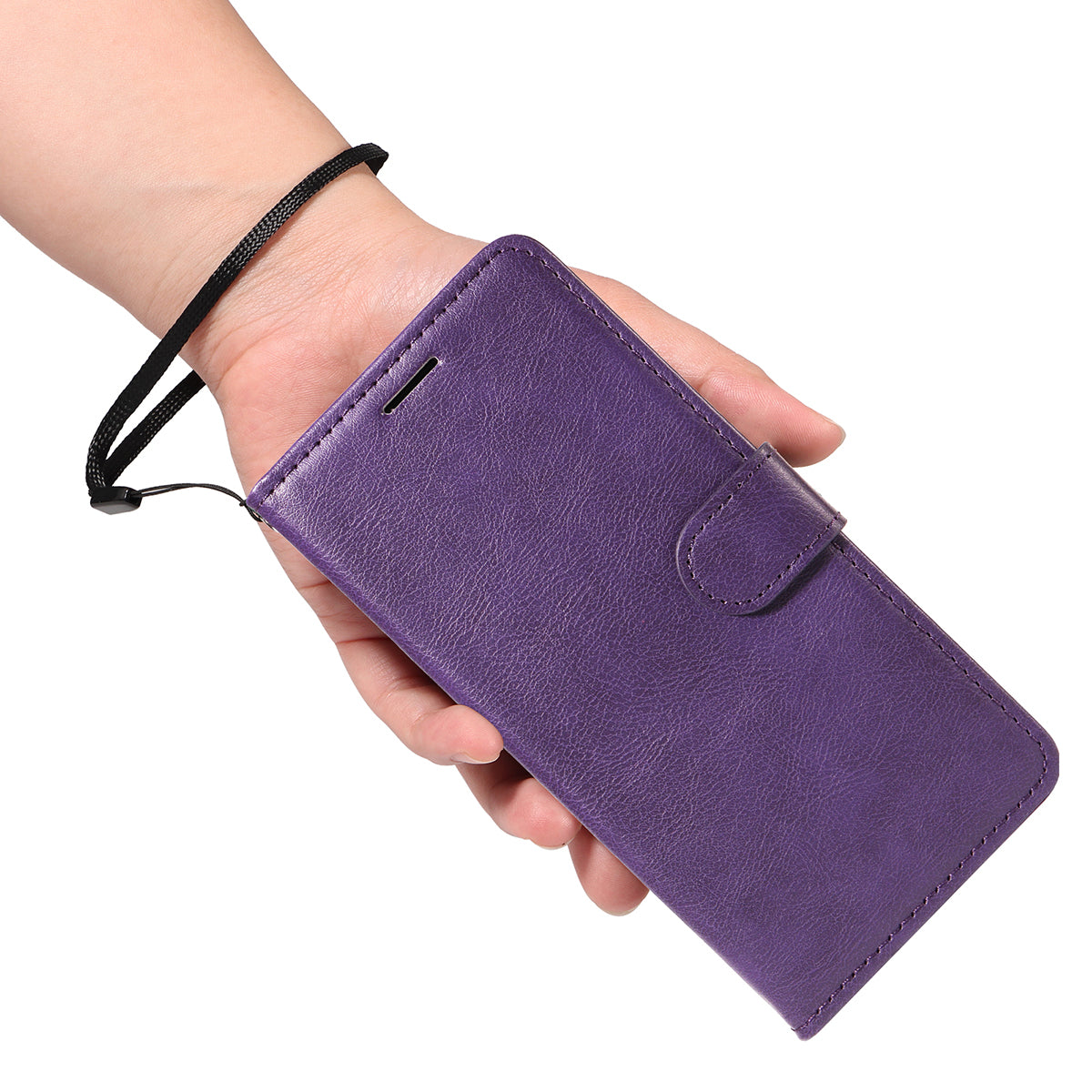 For Honor Magic8 5G Leather Wallet Case with Strap Solid Color Phone Stand Cover