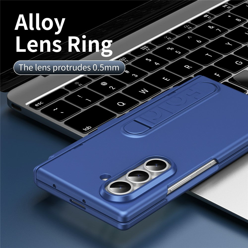 For Samsung Galaxy Z Fold5 5G Case Kickstand Hard PC Phone Cover with Tempered Glass Film / Stylus / Pen Slot