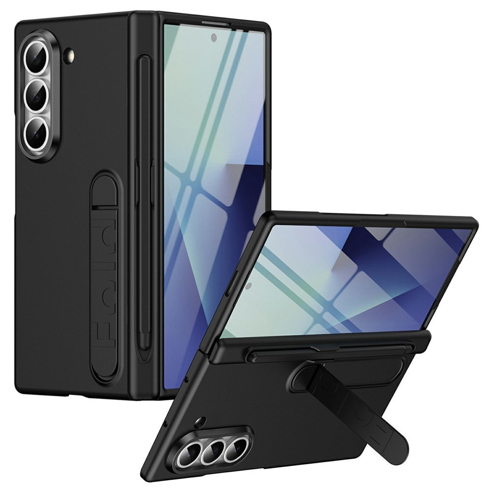 For Samsung Galaxy Z Fold5 5G Case Kickstand Hard PC Phone Cover with Tempered Glass Film / Stylus / Pen Slot