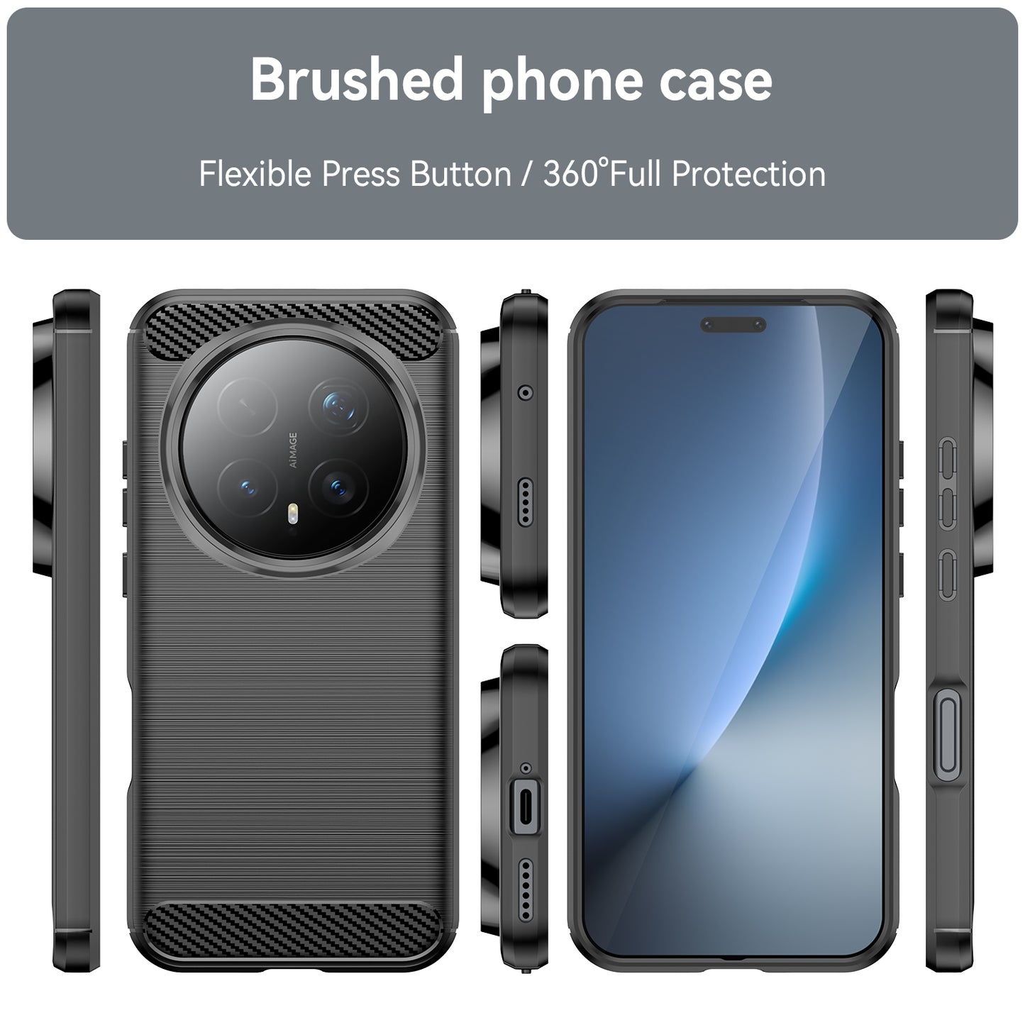 WANLONFENG For Honor Magic8 Pro 5G Case with Screen Film  LS Series Big Lens Hole Brushed Texture TPU Phone Cover