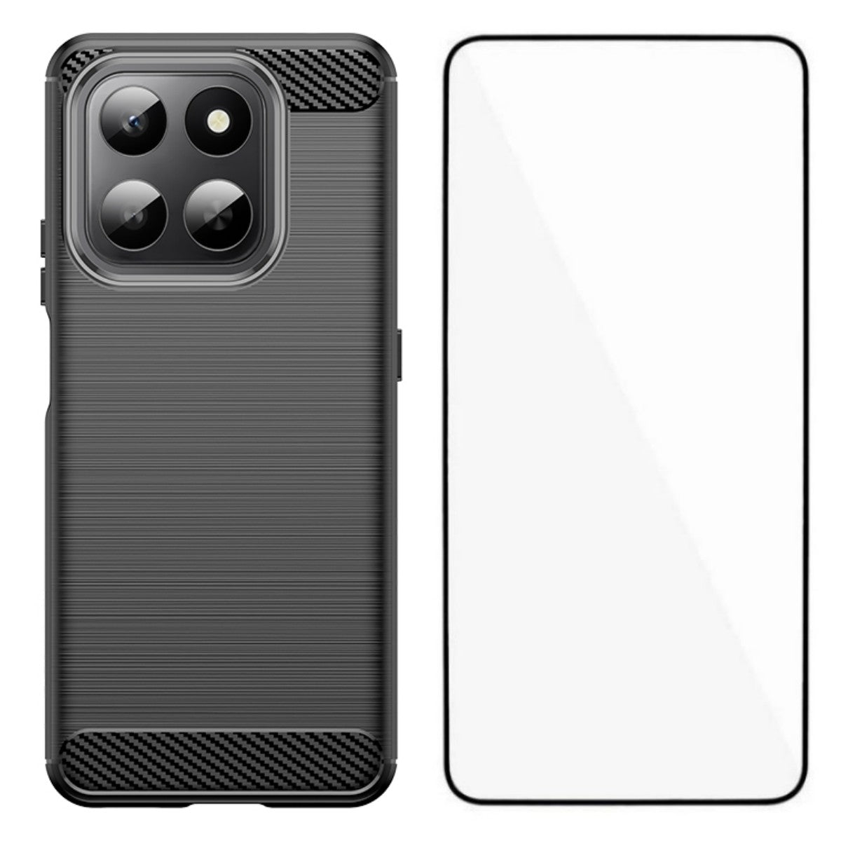 WANLONFENG For Honor 400 Smart 4G / Honor X7d 4G / Honor 400 Smart 5G Case with Screen Film  LS Series Big Lens Hole Brushed Texture TPU Phone Cover