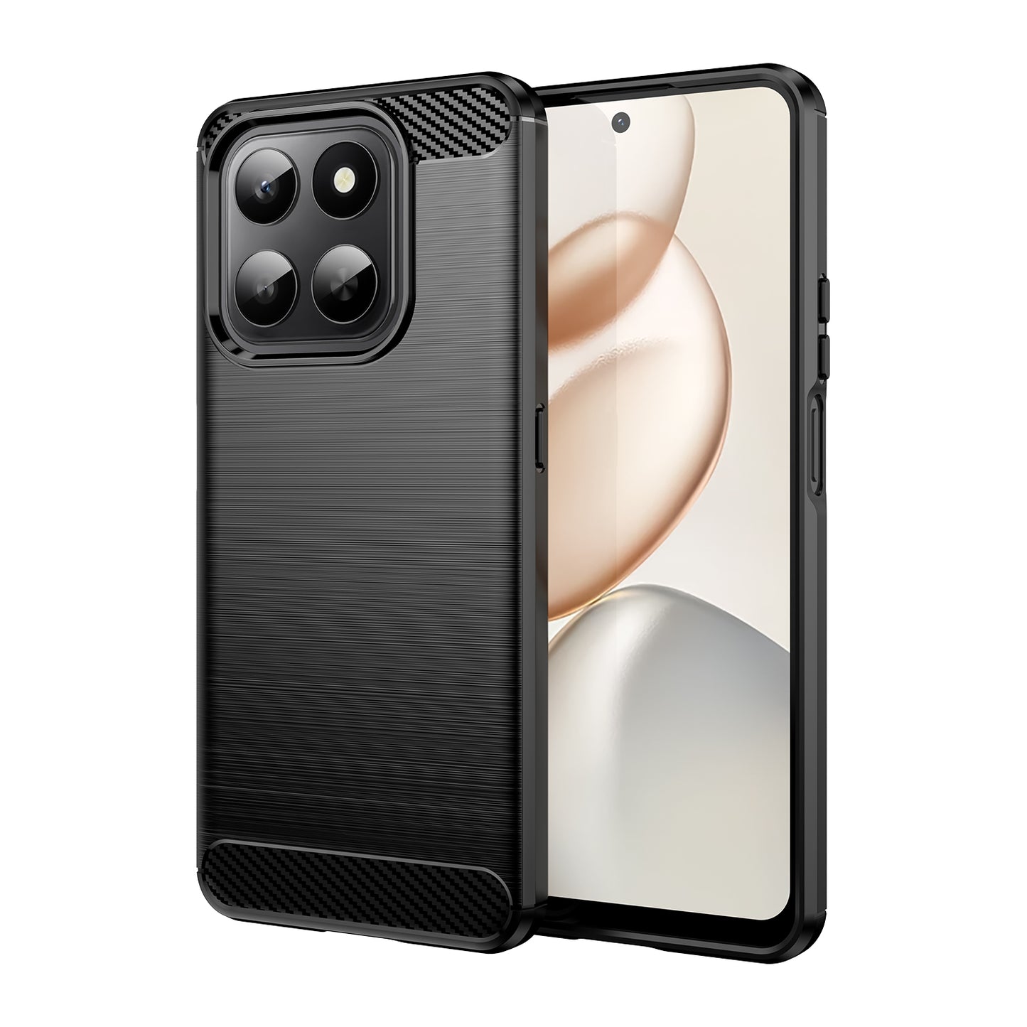 WANLONFENG For Honor 400 Smart 4G / Honor X7d 4G / Honor 400 Smart 5G Case with Screen Film  LS Series Big Lens Hole Brushed Texture TPU Phone Cover