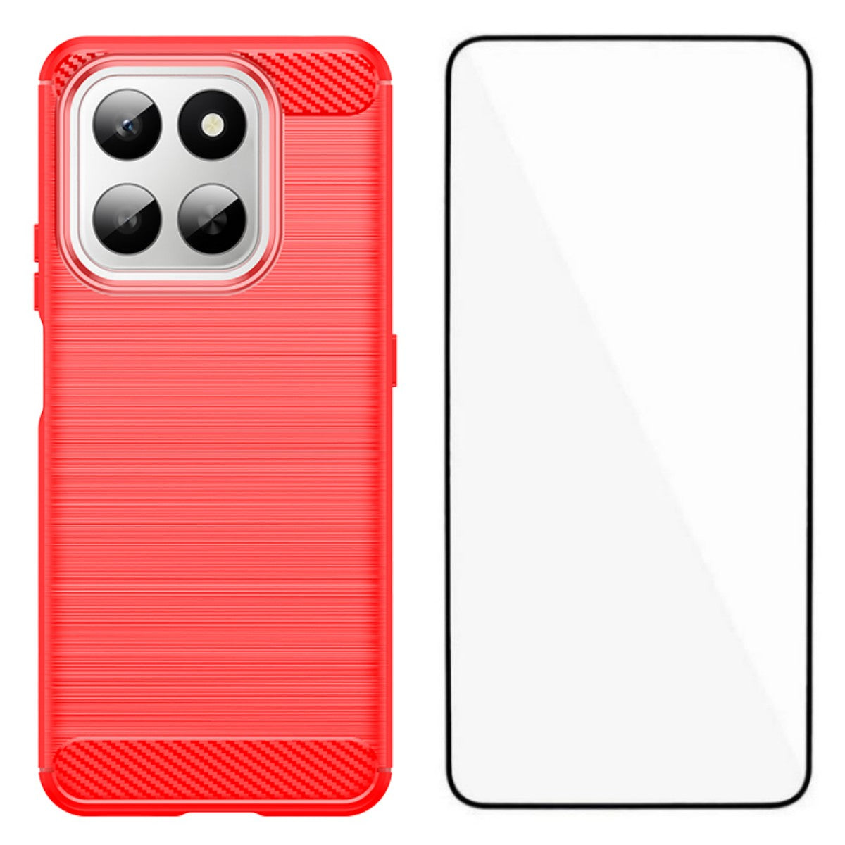 WANLONFENG For Honor 400 Smart 4G / Honor X7d 4G / Honor 400 Smart 5G Case with Screen Film  LS Series Big Lens Hole Brushed Texture TPU Phone Cover
