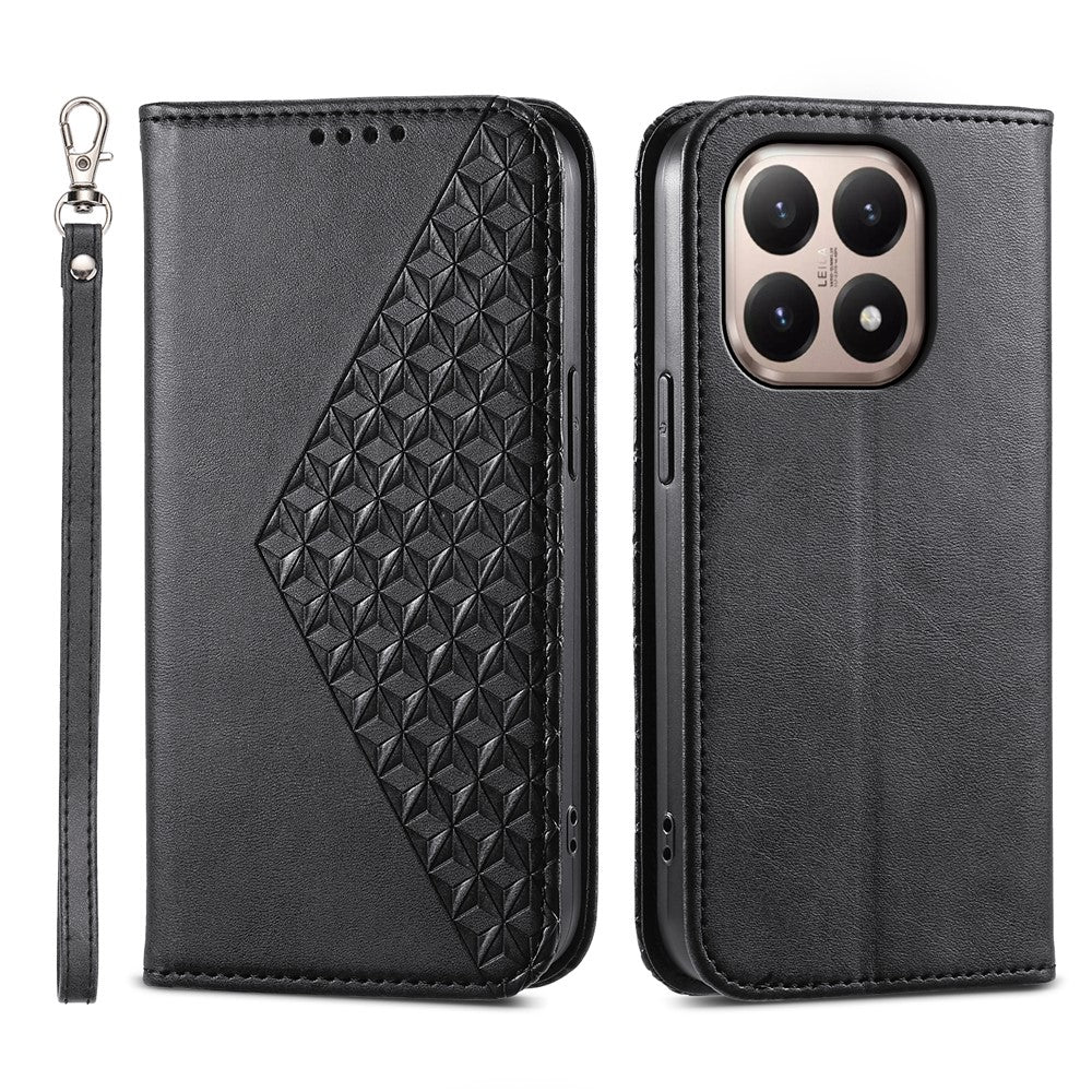 For Xiaomi 15T Case Calf Texture PU Leather Wallet Phone Cover with Wrist Strap