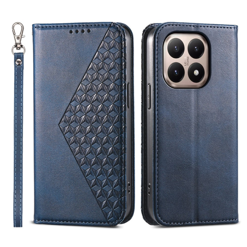 For Xiaomi 15T Case Calf Texture PU Leather Wallet Phone Cover with Wrist Strap