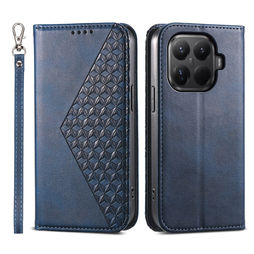 For Xiaomi 15T Pro Case Calf Texture PU Leather Wallet Phone Cover with Wrist Strap