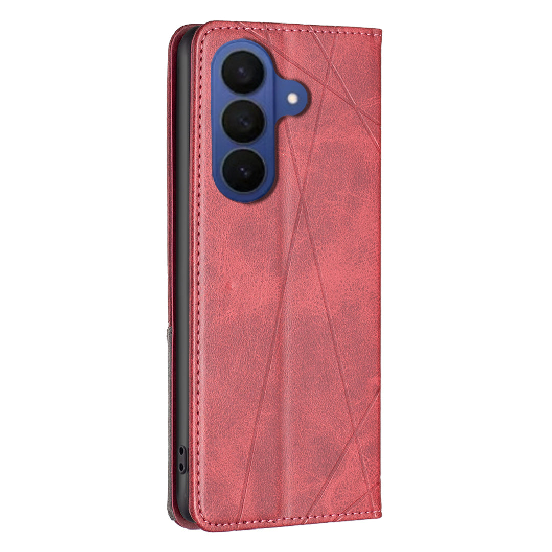For Samsung Galaxy A57 5G Case Card Slots Geometry Imprint Leather Phone Cover