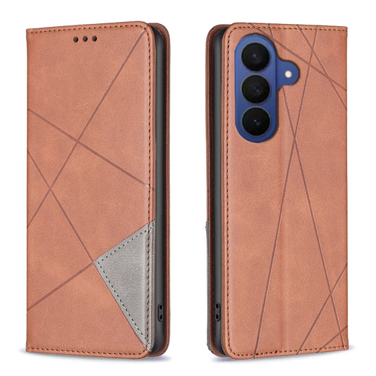 Galaxy A57 5G Handyhülle – Kartenfächer, Geometrie-Aufdruck, Leder