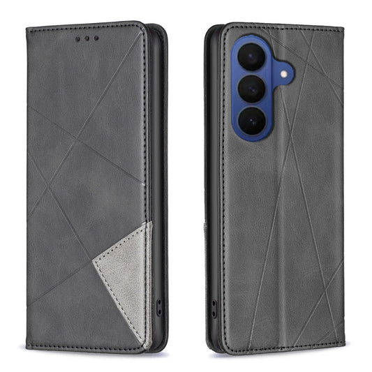 Galaxy S26+ Handyhülle – Kartenfächer, Geometrie-Aufdruck, Leder