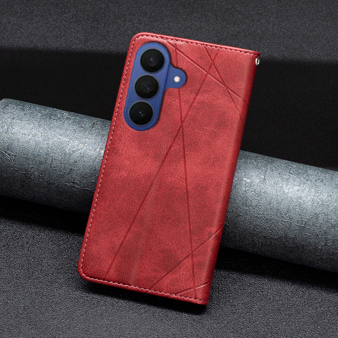 For Samsung Galaxy A37 5G Case Card Slots Geometry Imprint Leather Phone Cover