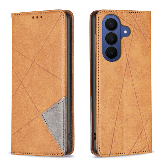 Galaxy A37 5G Handyhülle – Kartenfächer, Geometrie-Aufdruck, Leder