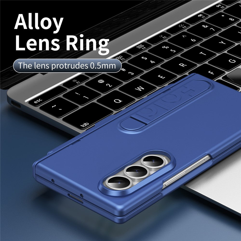 For Samsung Galaxy Z Fold4 5G Case Kickstand Hard PC Phone Cover with Tempered Glass Film / Stylus / Pen Slot