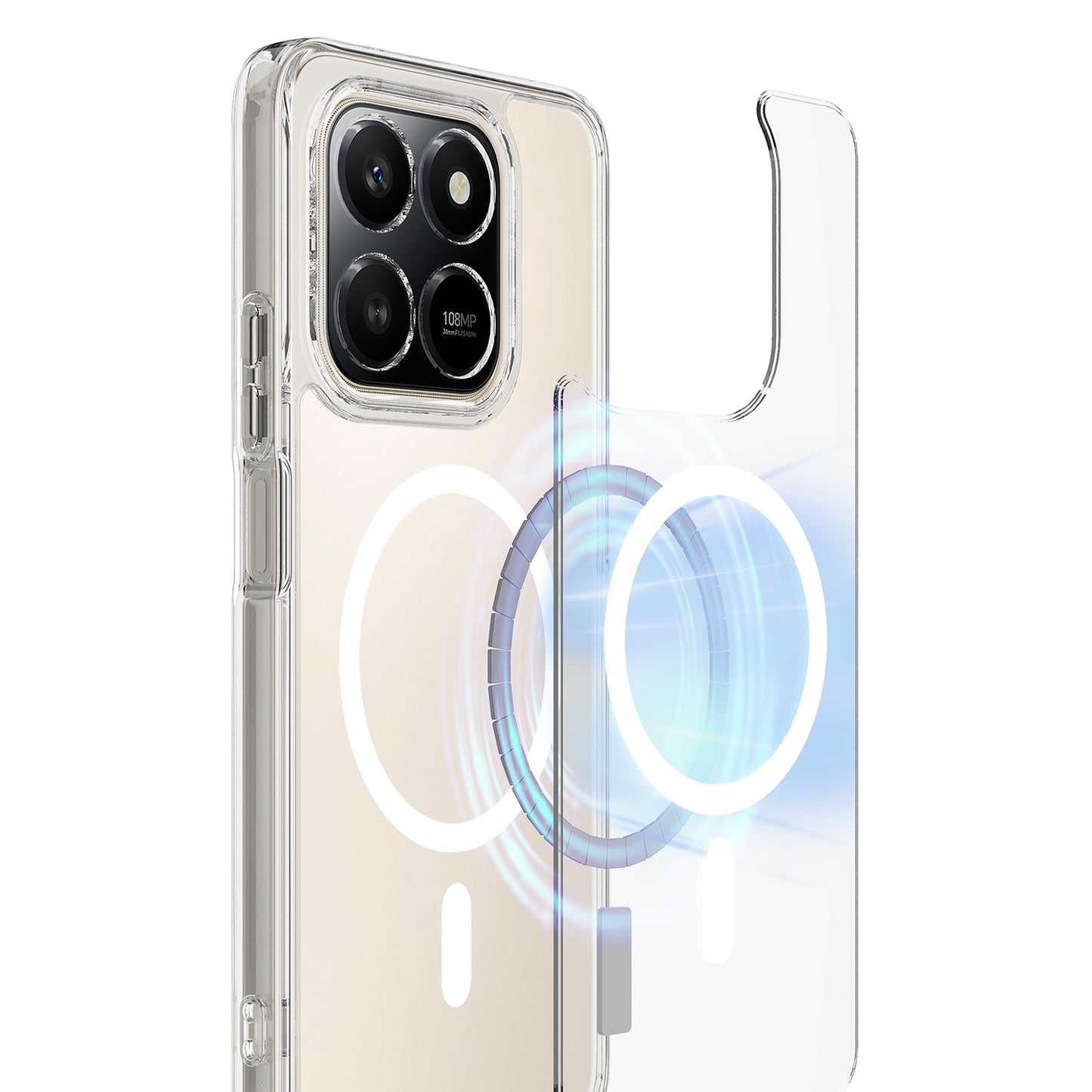 Honor 400 Smart 5G / Honor X7d 4G / Honor X7d 5G / Honor 400 Smart 4G Transparente Handyhülle – Magnetisch, aus TPU + Acryl-Rückseite