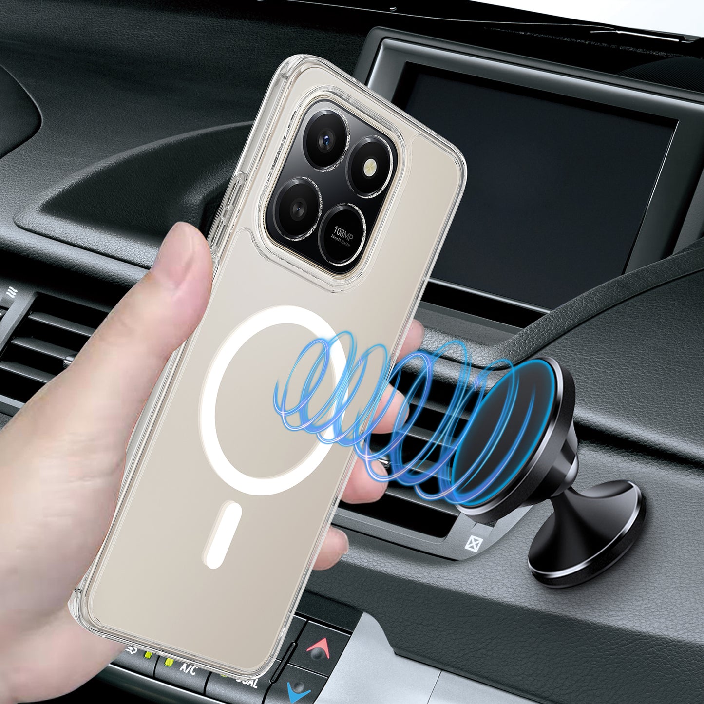 Honor 400 Smart 5G / Honor X7d 4G / Honor X7d 5G / Honor 400 Smart 4G Transparente Handyhülle – Magnetisch, aus TPU + Acryl-Rückseite