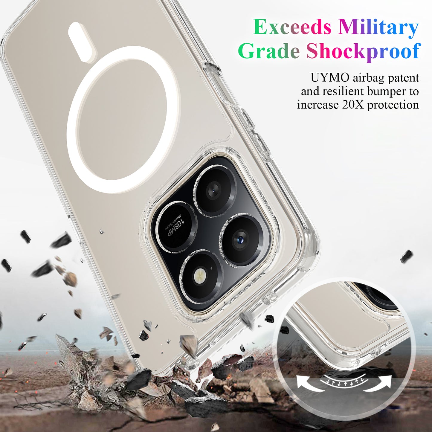 Honor 400 Smart 5G / Honor X7d 4G / Honor X7d 5G / Honor 400 Smart 4G Transparente Handyhülle – Magnetisch, aus TPU + Acryl-Rückseite