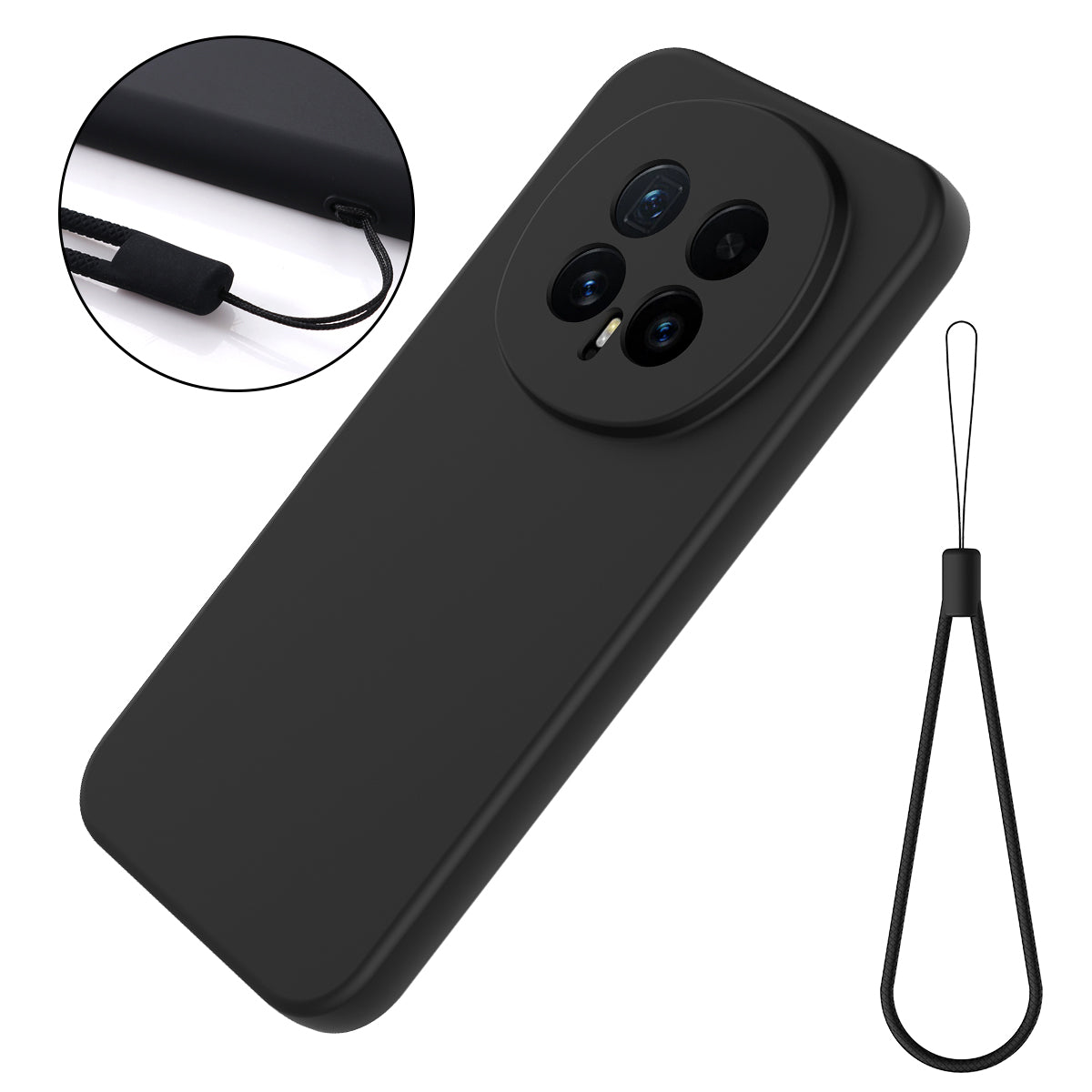 For Honor Magic8 5G Liquid Silicone Case Phone Back Cover with Hand Strap